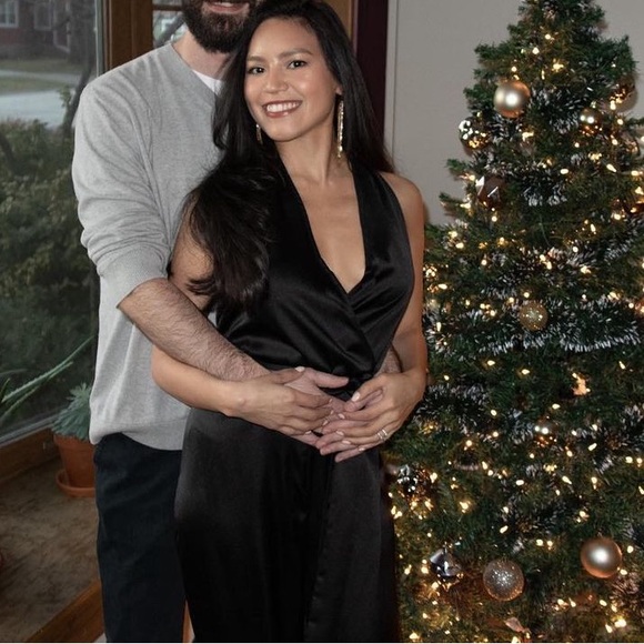 SATIN EFFECT HALTER JUMPSUIT XS ZARA BLACK - Picture 11 of 11